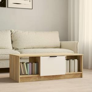 VidaXL Salontafel 102x50x36 cm bewerkt hout wit en sonoma eikenkleurig