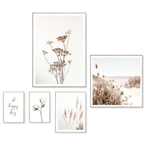 Praxis Schilderijen set Happy Nature Droogbloemen Slim Frame MDF 50x70cm