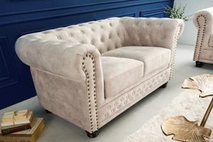 Invicta Interior Bank 2-zits Chesterfield Champagne Fluweel - 42311