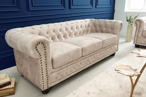 Invicta Interior Bank 3-zits Chesterfield Champagne Fluweel - 42310