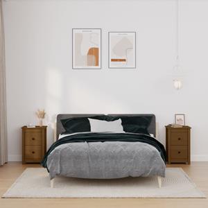VidaXL Nachtkastjes 2 St 40x35x61,5 Cm Massief Grenenhout Honingbruin