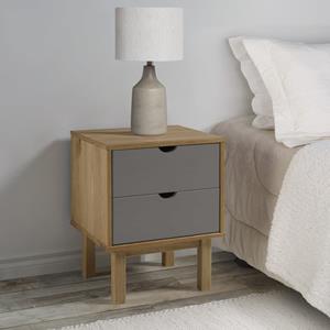 VidaXL Nachtkastje 46x39,5x57 Cm Massief Grenenhout Bruin En Grijs