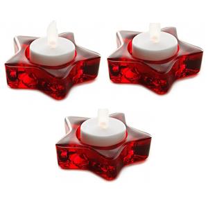 3x Kerst theelichthouder / waxinelichthouder rode ster 8 cm -