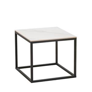 Dimehouse Industriële bijzettafel Fien marmerlook wit vierkant