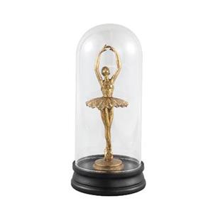 PTMD Ballet Gold poly ballerina statue in bell jar B