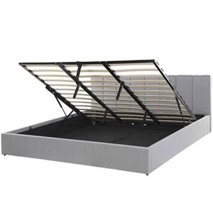 Beliani Bed met opbergruimte stof lichtgrijs 180 x 200 cm DREUX