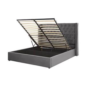Beliani LUBBON Bed met opberger grijs 160x200