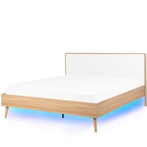Beliani SERRIS Bed met LED-verlichting lichte houtkleur 160x200