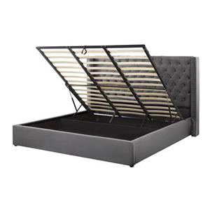 Beliani LUBBON Bed met opberger grijs 180x200