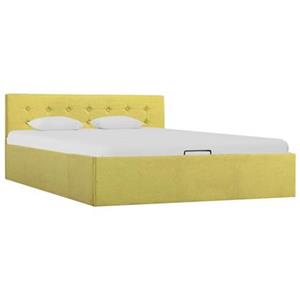 VidaXL Bedframe met hydraulische opslag stof limoengeel 140x200 cm