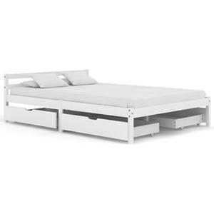 VidaXL Bedframe met 4 lades massief grenenhout wit 140x200 cm
