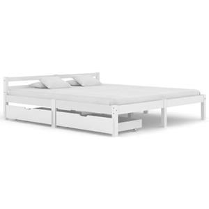 VidaXL Bedframe met 2 lades massief grenenhout wit 160x200 cm