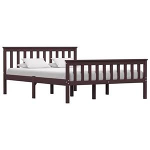 VidaXL Bedframe massief grenenhout donkerbruin 140x200 cm