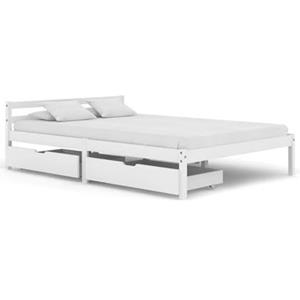VidaXL Bedframe met 2 lades massief grenenhout wit 140x200 cm