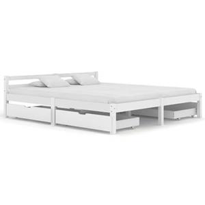 VidaXL Bedframe met 4 lades massief grenenhout wit 180x200 cm