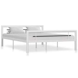 VidaXL Bedframe metaal wit en zwart 160x200 cm