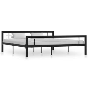 VidaXL Bedframe metaal zwart en wit 180x200 cm