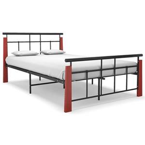 VidaXL Bedframe metaal en massief eikenhout 120x200 cm