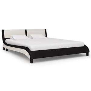 VidaXL Bedframe kunstleer zwart en wit 160x200 cm