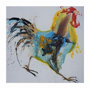 Fine Asianliving Oosters Schilderij Olieverf Chinese Haan 700x700 mm