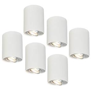 QAZQA Set aus 6 Aufbaustrahlern weiß dreh- und neigbar - Rondoo 1 up
