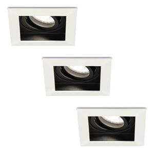 HOFTRONIC™ 3x Durham dimbare LED inbouwspots - Kantelbaar - Vierkant - Verzonken - Wit - 5W - GU10 - Plafondspots - 6000K daglicht licht - IP20