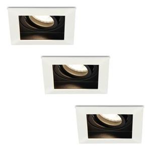 HOFTRONIC™ 3x Durham dimbare LED inbouwspots - Kantelbaar - Vierkant - Verzonken - Wit - 5W - GU10 - Plafondspots - 4000K neutraal licht - IP20