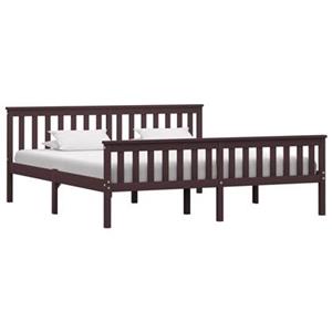 VidaXL Bedframe massief grenenhout donkerbruin 180x200 cm