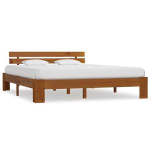 VidaXL Bedframe massief grenenhout honingbruin 160x200 cm