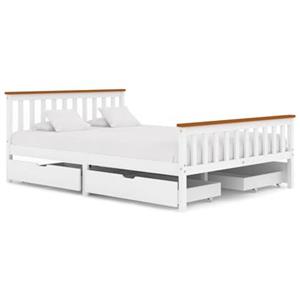 VidaXL Bedframe met 4 lades massief grenenhout wit 140x200 cm