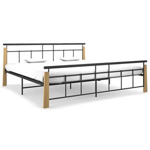 VidaXL Bedframe metaal en massief eikenhout 200x200 cm
