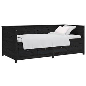 VidaXL Slaapbank 100x200 cm massief grenenhout zwart