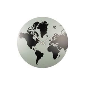 Karlsson Wall clock World Map metal grayed jade