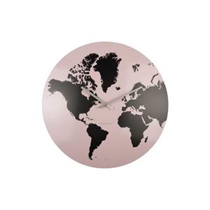 Karlsson Wall clock World Map metal light pink