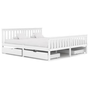 VidaXL Bedframe met 4 lades massief grenenhout wit 180x200 cm