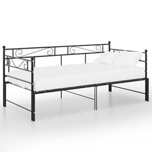 VidaXL Slaapbankframe uittrekbaar metaal zwart 90x200 cm