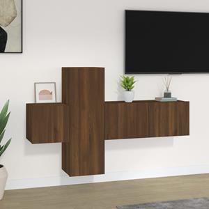 vidaXL 3-tlg. TV-Schrank-Set Braun Eichen-Optik Holzwerkstoff 