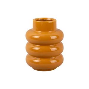 Present time Vase Bobbly Glazed ceramic medium ochre yellow