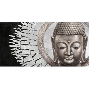 Fine Asianliving Schilderij Boeddha Gezicht Zwart Achtergrond Liggend