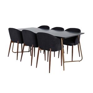 Hioshop Pippico Eethoek Eetkamertafel Zwart En 6 Arch Eetkamerstal Zwart.