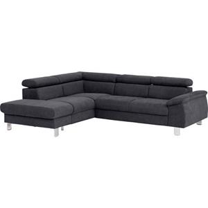 COTTA Zithoek Komaris Set: bestaand uit hoekbank en hocker, hoekbank met verstelbare hoofdsteun, naar keuze bedfunctie/bedlade, LED/RGB (set)