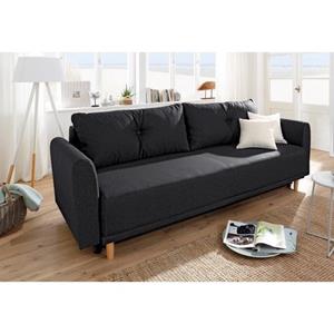 Home affaire Schlafsofa "Scandic", inkl. 2 Zierkissen und Bettkasten, Knopfheftung in Rückenkissen