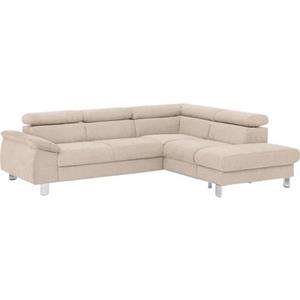 COTTA Zithoek Komaris Set: bestaand uit hoekbank en hocker, hoekbank met verstelbare hoofdsteun, naar keuze bedfunctie/bedlade, LED/RGB (set)