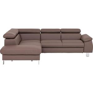 COTTA Polstergarnitur "Komaris", (Set), Set: bestehend aus Ecksofa und Hocker, Ecksofa inklusive Kopfteilverstellung, wahlweise Bettfunktion/Bettkasten, LED/RGB