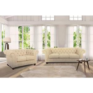Home affaire 3-zitsbank Duc hoogwaardige capitonnage achter, fluwelige en changerende look