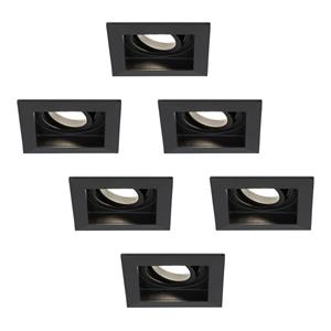HOFTRONIC™ Set van 6 Fresno LED inbouwspots vierkant - Kantelbaar - 5W 400lm - GU10 4000K Neutraal wit Dimbaar - Zwart - IP20 Plafondspots voor binnen