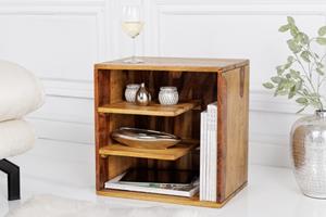 Invicta Interior Bijzettafel Kubus 43cm Massief Sheesham Hout - 41136