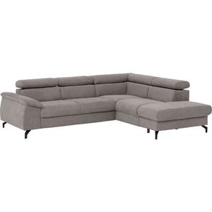 COTTA Zithoek Komaris I Set: bestaand uit hoekbank en hocker, vrij plaatsbaar, elegante zwarte voet (set)