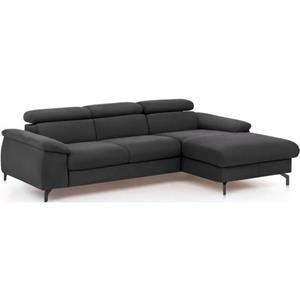 COTTA Zithoek Komaris I Set: bestaand uit hoekbank en hocker, vrij plaatsbaar, elegante zwarte voet (set)