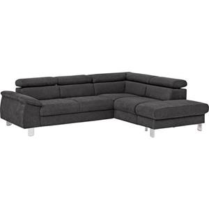 COTTA Zithoek Komaris Set: bestaand uit hoekbank en hocker, hoekbank met verstelbare hoofdsteun, naar keuze bedfunctie/bedlade, LED/RGB (set)